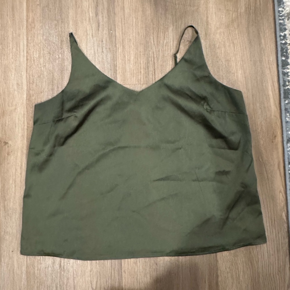 Banana Republic Olive Green Satin-like Camisole Top